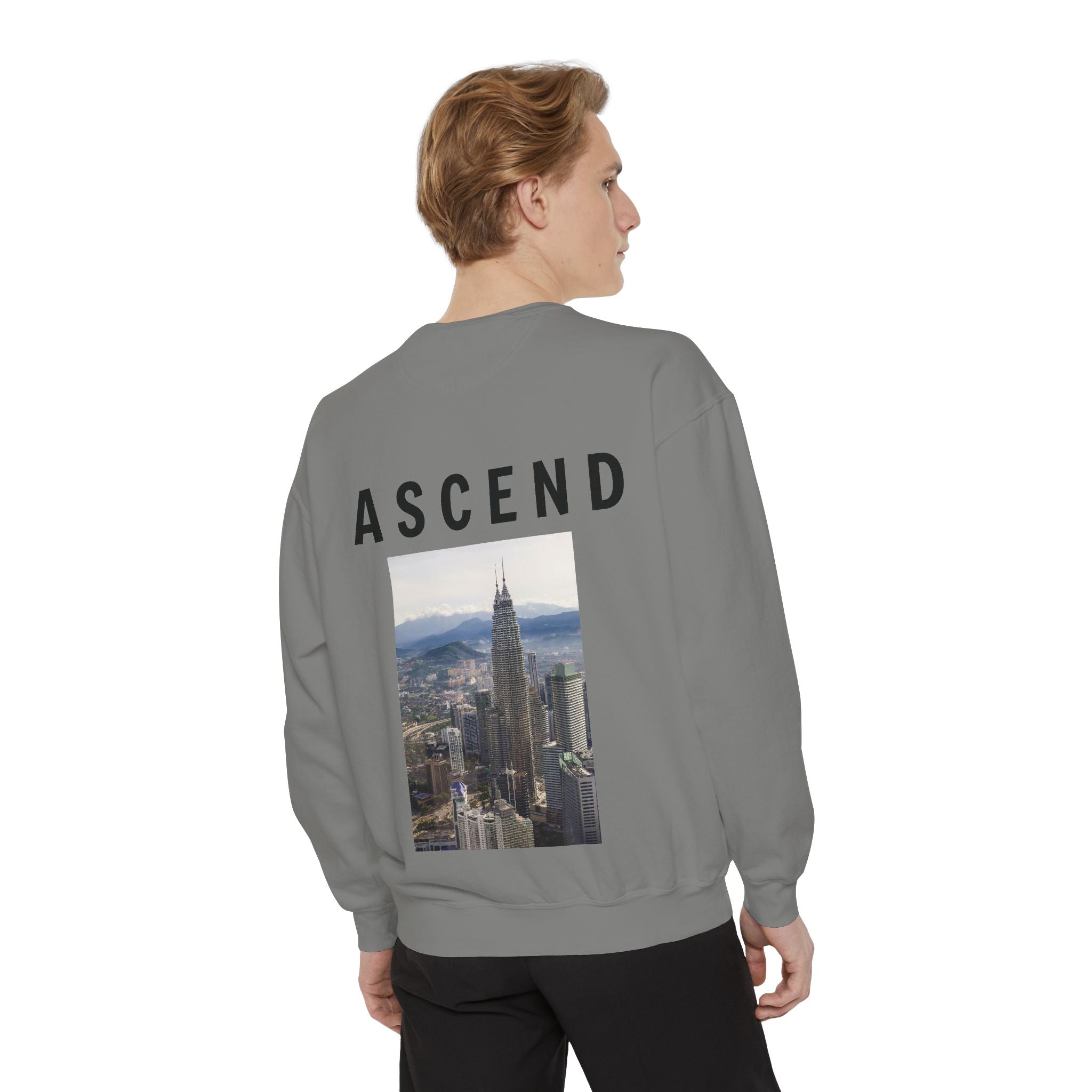 Ascend Cityscape Sweatshirt — 'ASCEND' Graphic Crewneck